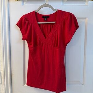 Banana Republic Red Fitted Pleated Blouse